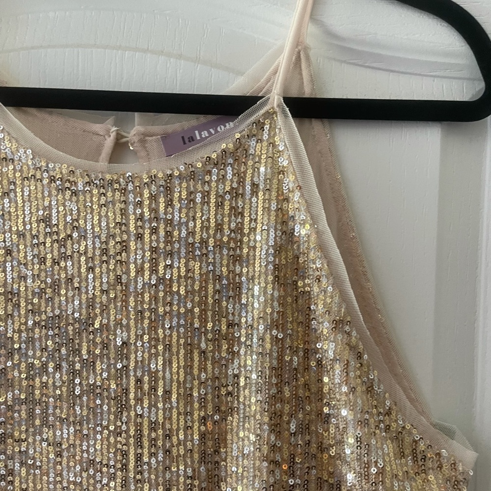Gold sequin midi dress!